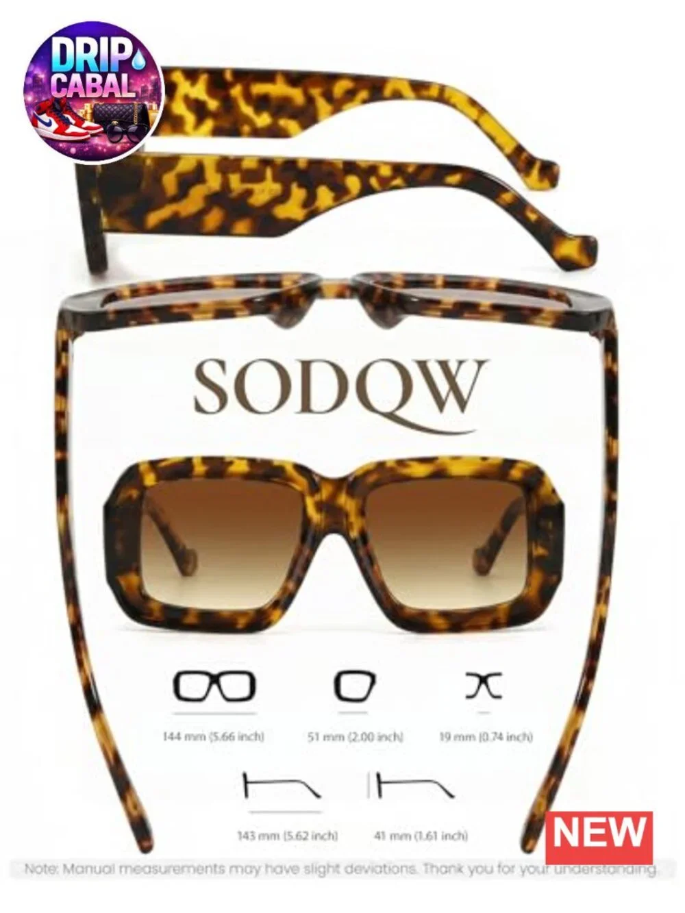 Oversized Chunky Square Sunglasses UV400 Protection for Women Lightweight